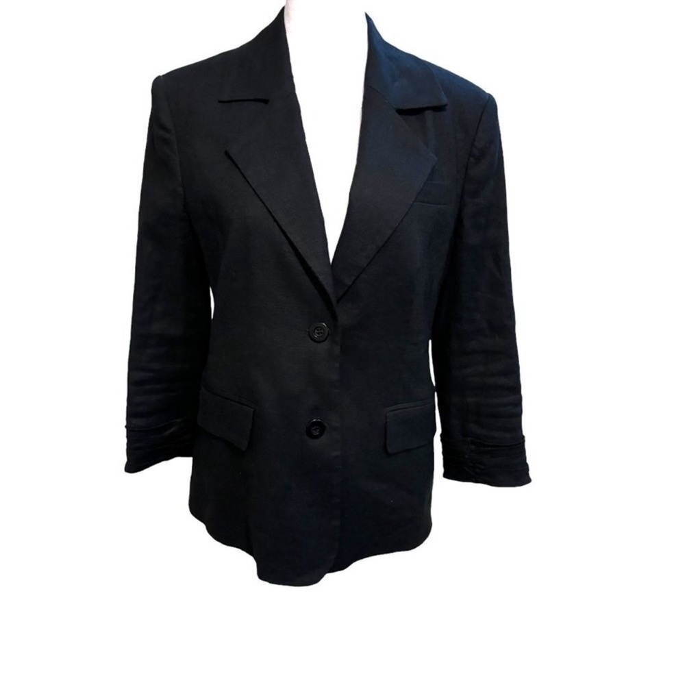 Alice + Olivia Black Linen Blend Blazer